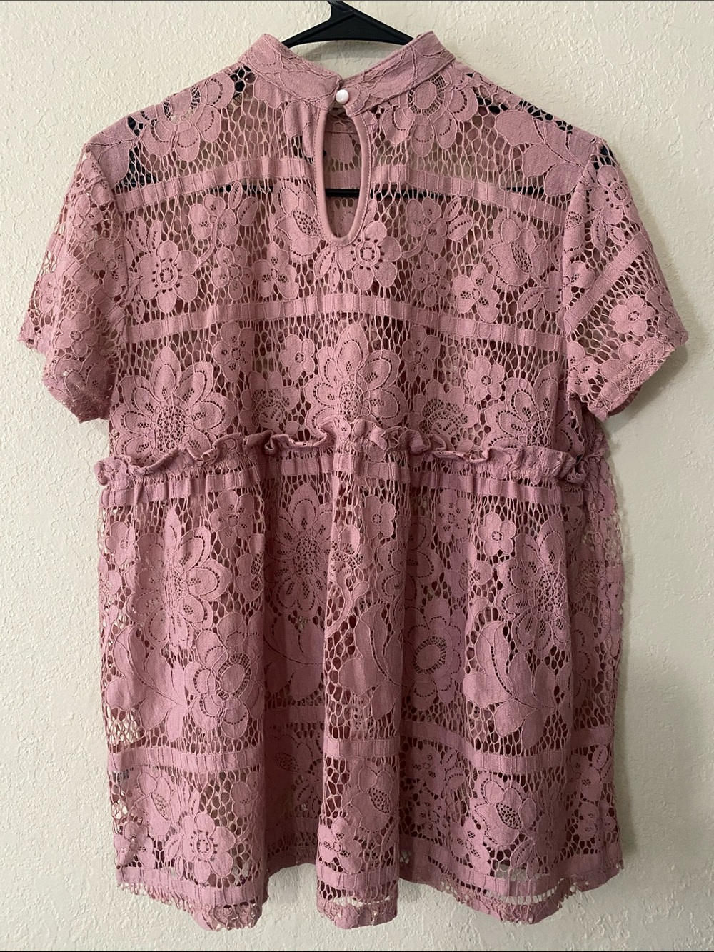 Luna Rae High-Neck Lace Blouse in Pink Dusty Rose - Picture 7 of 11